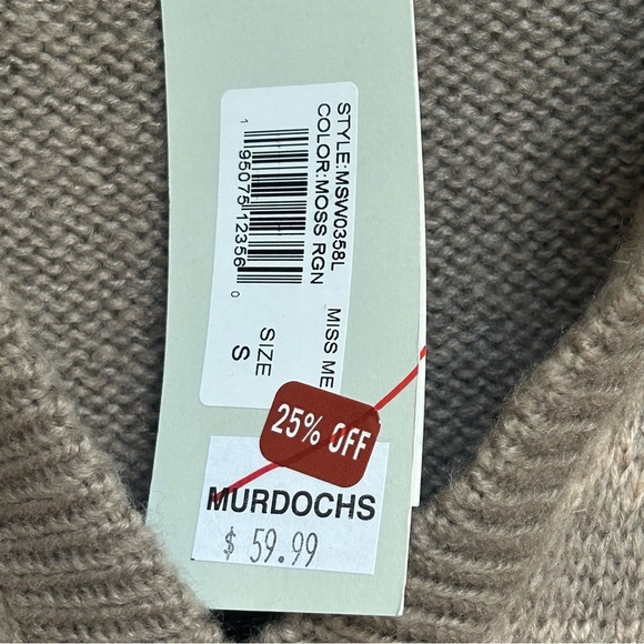NWT Miss Me Women’s Sweater Small Beige Brown Collared Knit Pullover - Picture 4 of 6